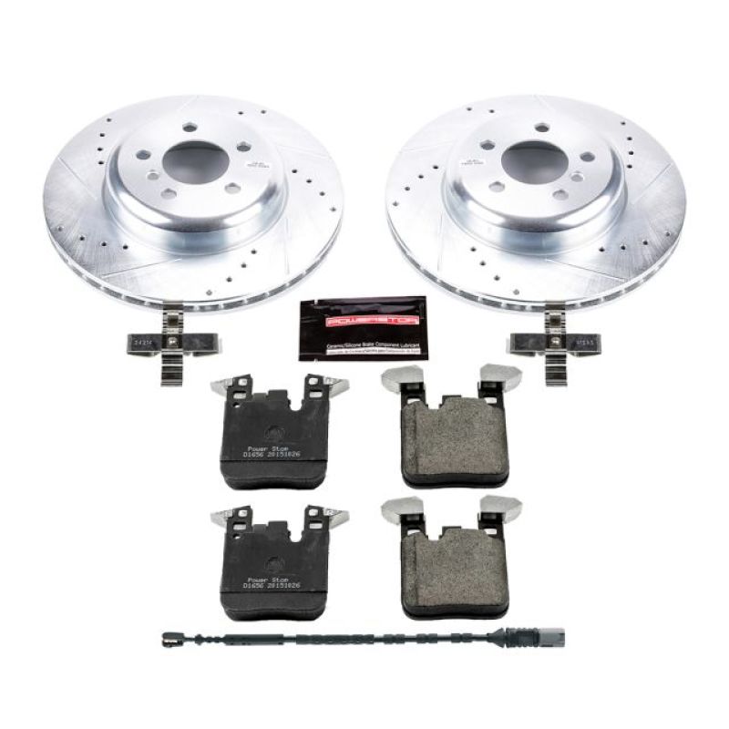 BMW 3 Series Brake Kit - Rear - PowerStop - Drilled & Slotted Rotors + Carbon-Fiber Ceramic Pads - `16-`18