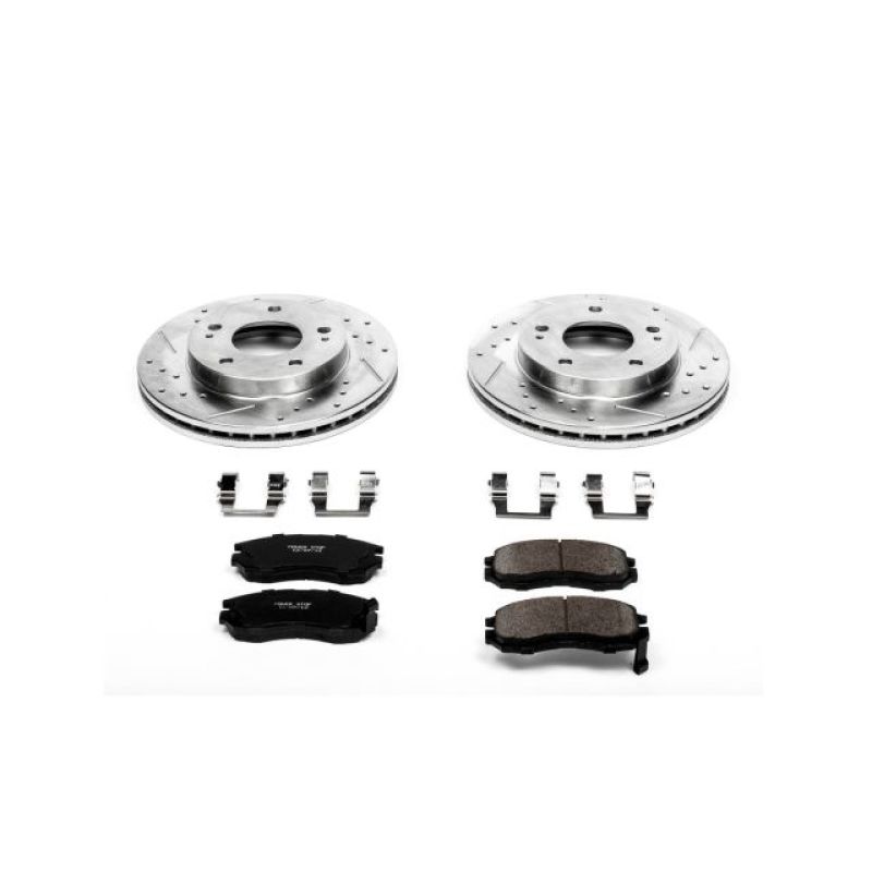 Chrysler Sebring Brake Kit - Front - PowerStop - Drilled & Slotted Rotors + Carbon-Fiber Ceramic Pads - `95-`05 Chrysler Sebring Brake Kit - Front - PowerStop - Drilled & Slotted Rotors + Carbon-Fiber Ceramic Pads - `95-`05