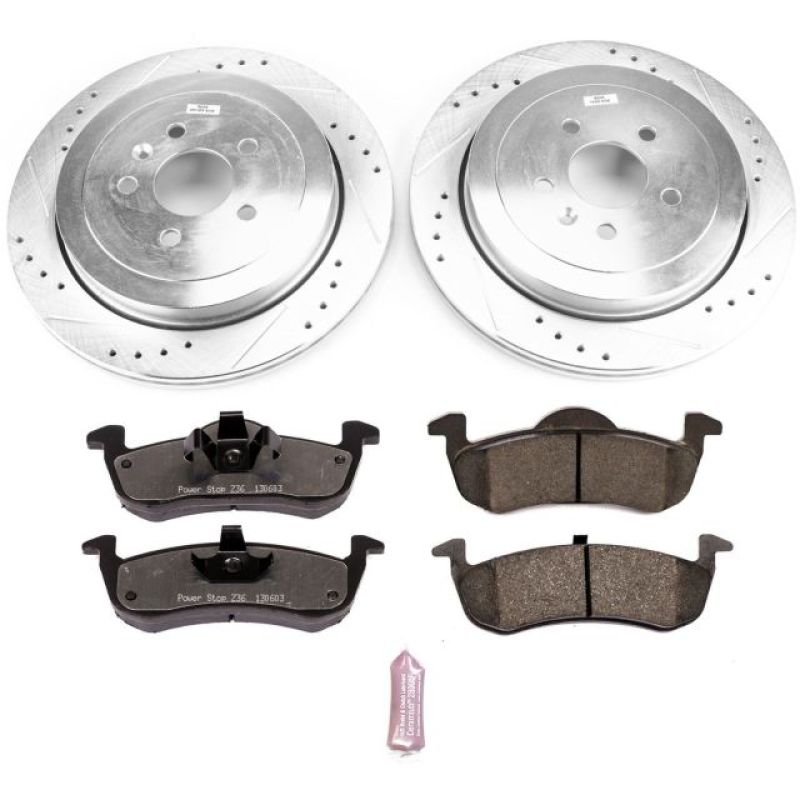 Lincoln MKT Brake Kit - Rear - PowerStop - Drilled & Slotted Rotors + Carbon-Fiber Ceramic Pads - `13-`18