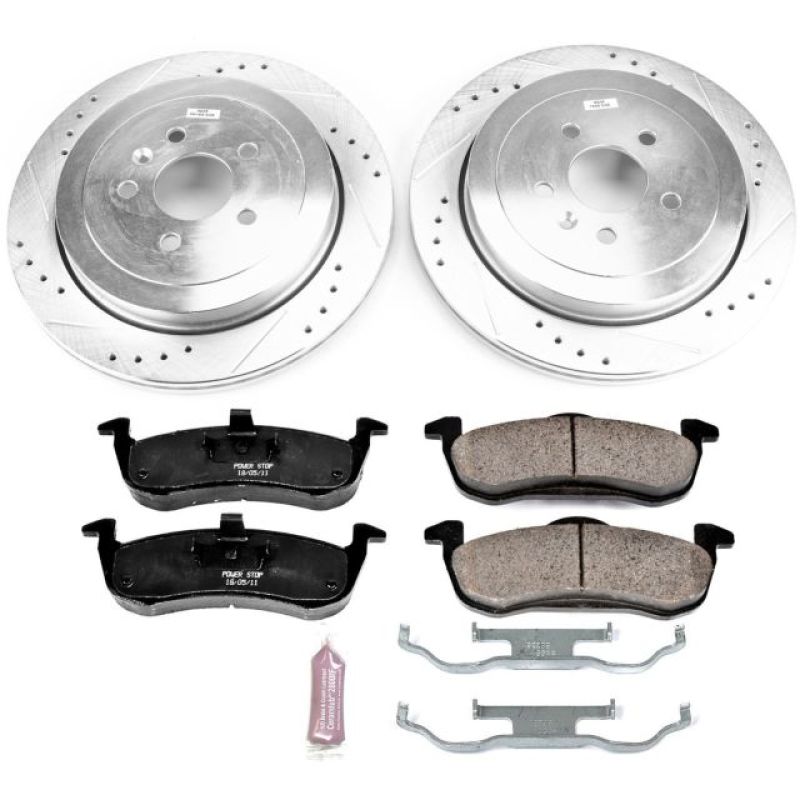 Lincoln MKT Brake Kit - Rear - PowerStop - Drilled & Slotted Rotors + Carbon-Fiber Ceramic Pads - `13-`18