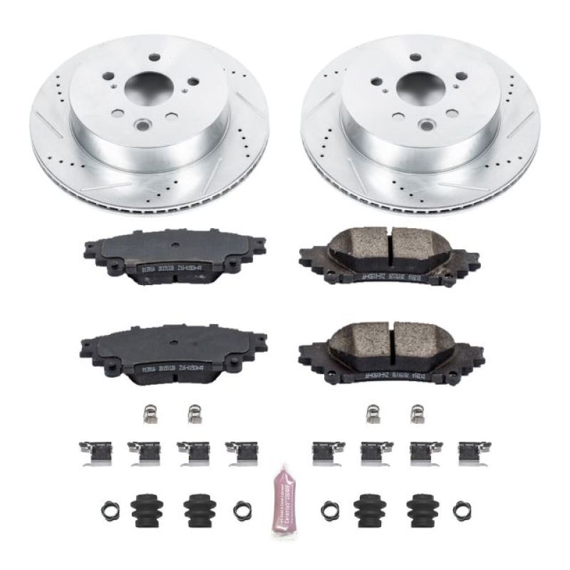 Lexus IS250 Brake Kit - Rear - PowerStop - Drilled & Slotted Rotors + Carbon-Fiber Ceramic Pads - `14-`15