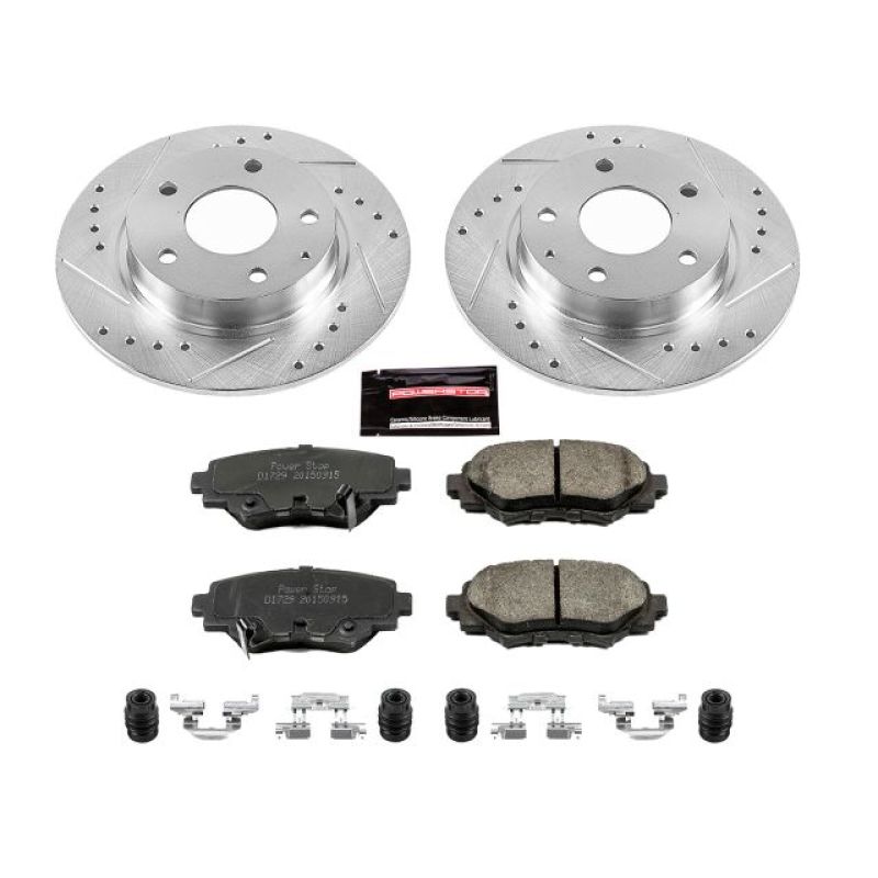 Mazda 3 Brake Kit - Rear - PowerStop - Drilled & Slotted Rotors + Carbon-Fiber Ceramic Pads - `14-`16