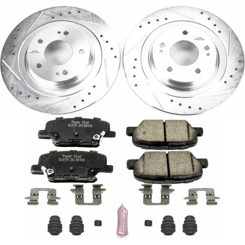 Mitsubishi Outlander Brake Kit - Rear - PowerStop - Drilled & Slotted Rotors + Carbon-Fiber Ceramic Pads - `14-`18 Mitsubishi Outlander Brake Kit - Rear - PowerStop - Drilled & Slotted Rotors + Carbon-Fiber Ceramic Pads - `14-`18