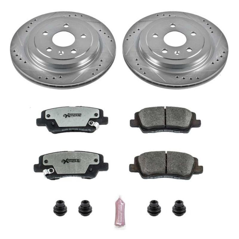 Cadillac CTS Brake Kit - Rear - PowerStop - Drilled & Slotted Rotors + Carbon-Fiber Ceramic Pads + Stainless-Steel Hardware - `14-`18