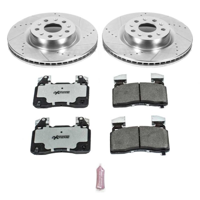 Cadillac CTS Brake Kit - Front - PowerStop - Drilled & Slotted Rotors + Carbon-Fiber Ceramic Pads - `14-`19 Cadillac CTS Brake Kit - Front - PowerStop - Drilled & Slotted Rotors + Carbon-Fiber Ceramic Pads - `14-`19