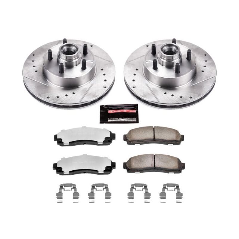 Ford Ranger Brake Kit - Front - PowerStop - Drilled & Slotted Rotors + Carbon-Fiber Ceramic Pads - `10-`11