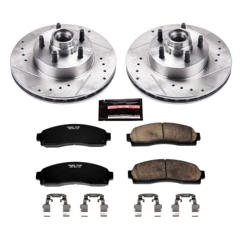 Ford Ranger Brake Kit - Front - PowerStop - Drilled & Slotted Rotors + Carbon-Fiber Ceramic Pads - `10-`11