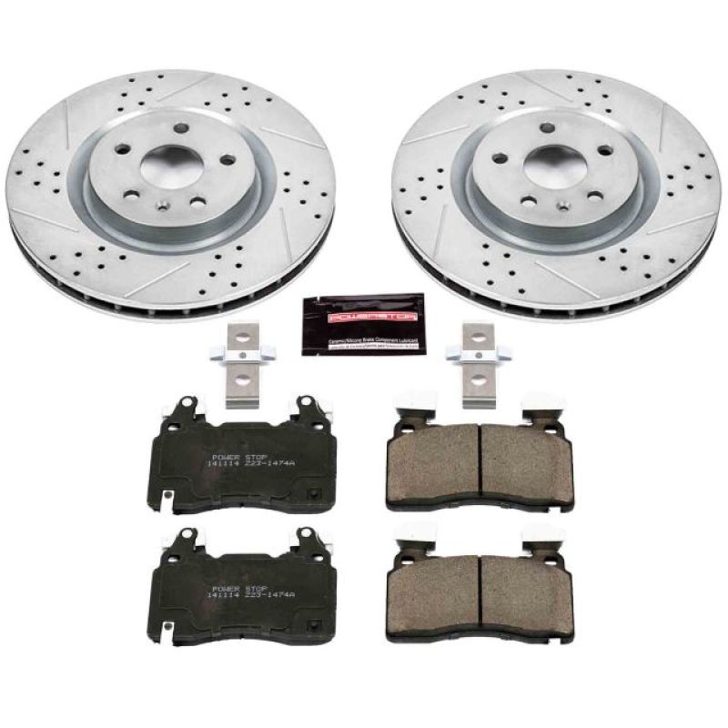 Chevrolet SS Brake Kit - Front - PowerStop - Drilled & Slotted Rotors + Carbon-Fiber Ceramic Pads + Stainless-Steel Hardware - `14-`17