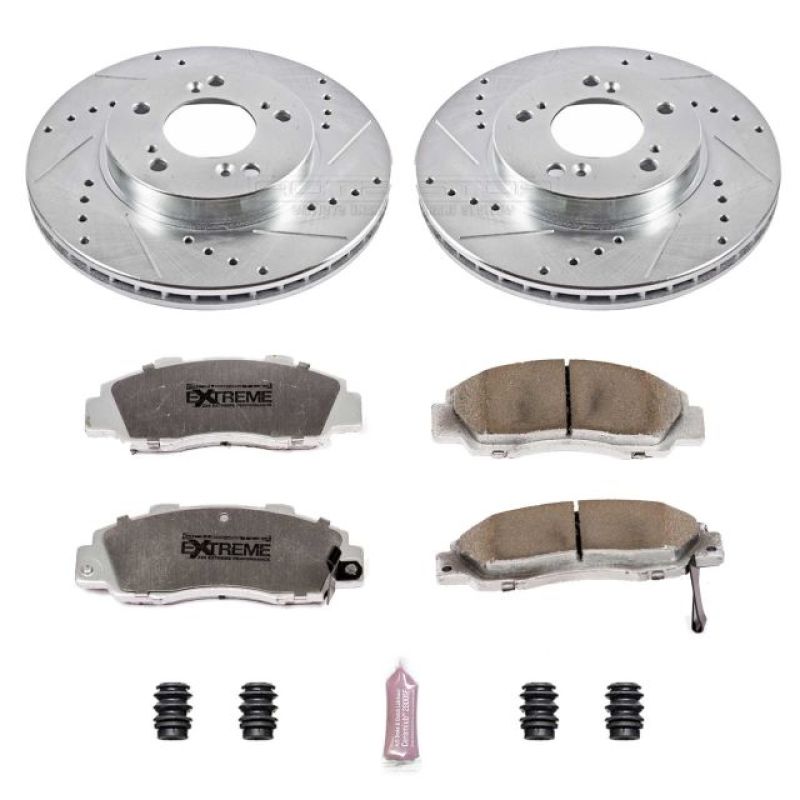 Honda CR-V Brake Kit - Front - PowerStop - Drilled & Slotted Rotors + Carbon-Fiber Ceramic Pads - `97-`01 Honda CR-V Brake Kit - Front - PowerStop - Drilled & Slotted Rotors + Carbon-Fiber Ceramic Pads - `97-`01
