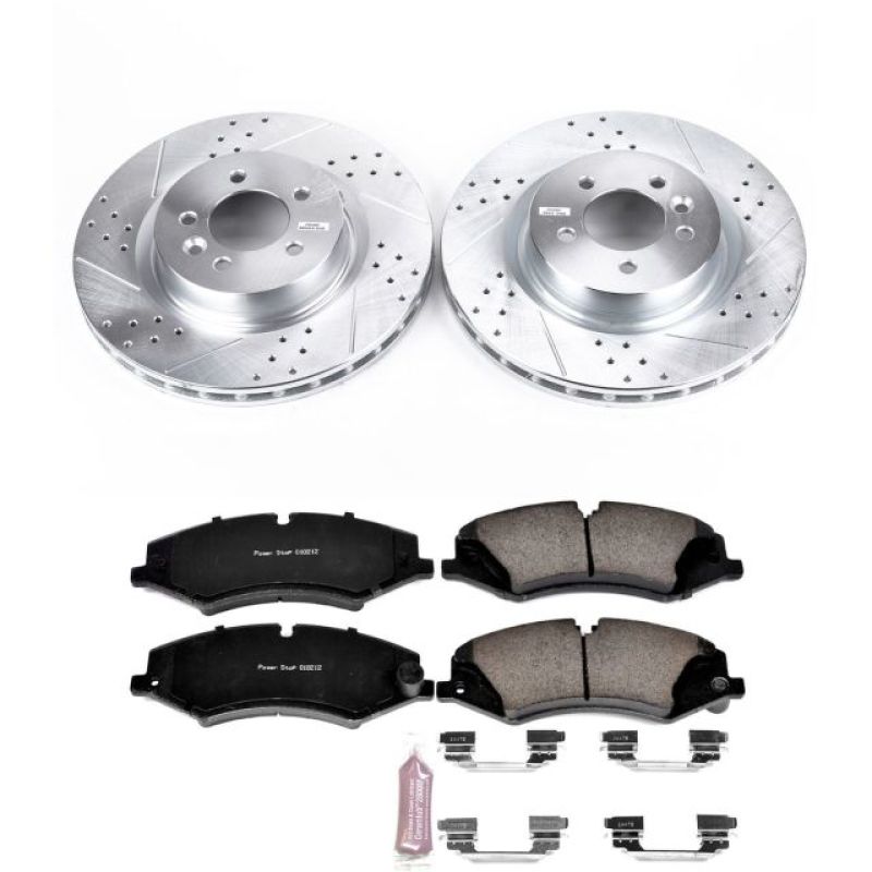 Land Rover Range Rover Brake Pads + Rotors - Front - PowerStop - Drilled & Slotted Rotors + Carbon-Fiber Ceramic Pads (Z23 Evolution Sport) - `14-`17 Land Rover Range Rover Brake Pads + Rotors - Front - PowerStop - Drilled & Slotted Rotors + Carbon-Fiber Ceramic Pads (Z23 Evolution Sport) - `14-`17