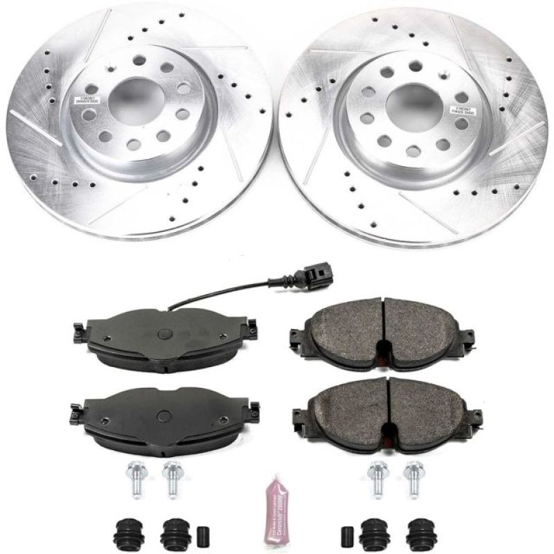 Audi A3 Brake Kit - Front - PowerStop - Z23 Evolution Sport, Drilled & Slotted Rotors, Carbon-Fiber Ceramic Pads - `15-`18 Audi A3 Brake Kit - Front - PowerStop - Z23 Evolution Sport, Drilled & Slotted Rotors, Carbon-Fiber Ceramic Pads - `15-`18