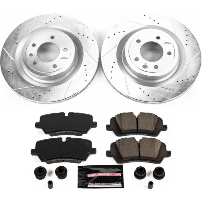 Land Rover Range Rover Brake Pads + Rotors - Rear - PowerStop - Z23 Evolution Sport: Drilled & Slotted Rotors + Carbon-Fiber Ceramic Pads - `14-`17 Land Rover Range Rover Brake Pads + Rotors - Rear - PowerStop - Z23 Evolution Sport: Drilled & Slotted Rotors + Carbon-Fiber Ceramic Pads - `14-`17