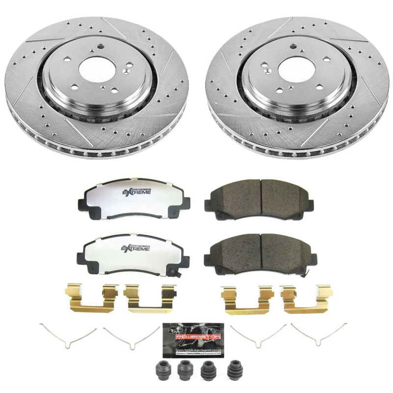 Acura TLX Brake Kit - Front - PowerStop - Drilled & Slotted Rotors + Carbon-Fiber Ceramic Pads - `15-`20 Acura TLX Brake Kit - Front - PowerStop - Drilled & Slotted Rotors + Carbon-Fiber Ceramic Pads - `15-`20