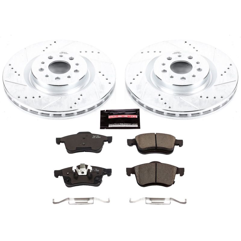Ram ProMaster City Brake Kit - Front - PowerStop - Z23 Evolution Sport + Drilled & Slotted Rotors + Carbon-Fiber Ceramic Pads - `15-`18