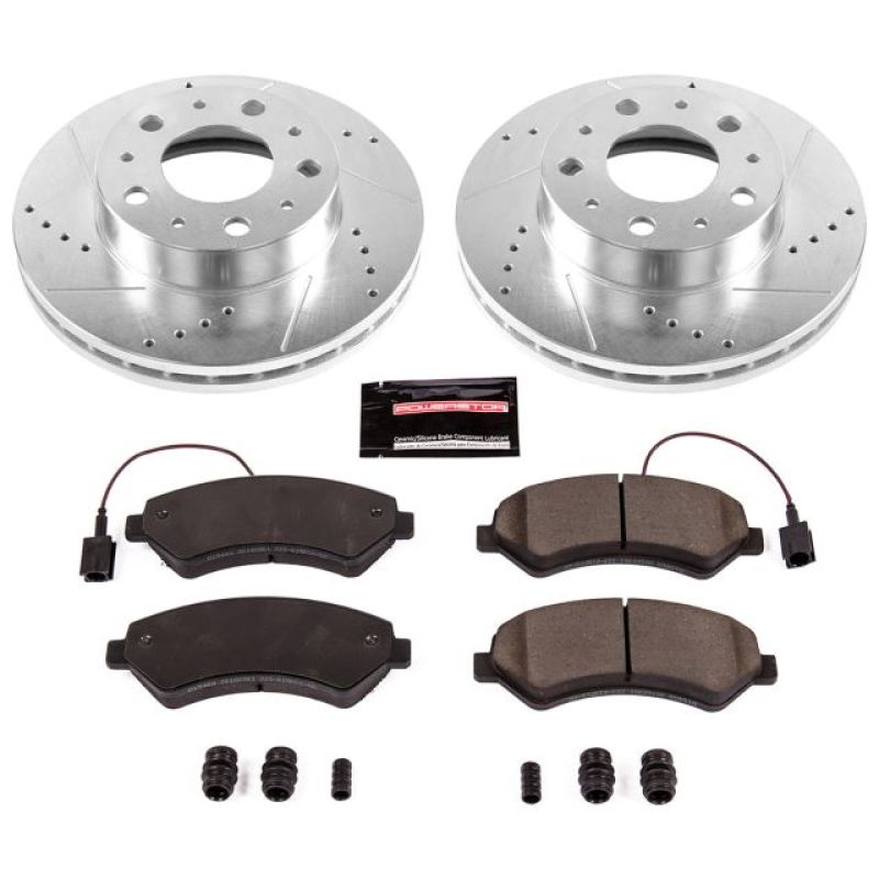 Ram ProMaster 1500 Brake Kit - Front - PowerStop - Drilled & Slotted Rotors + Carbon-Fiber Ceramic Pads - `14-`19