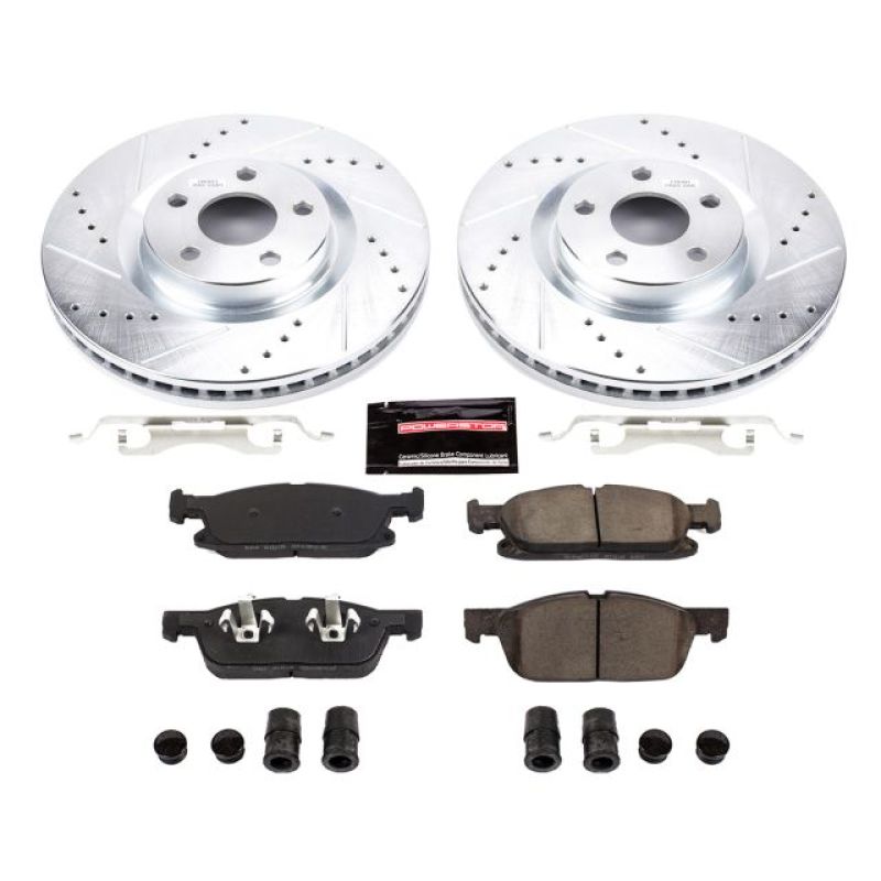 Ford Edge Brake Kit - Front - PowerStop - Drilled & Slotted Rotors + Carbon-Fiber Ceramic Pads - `15-`19