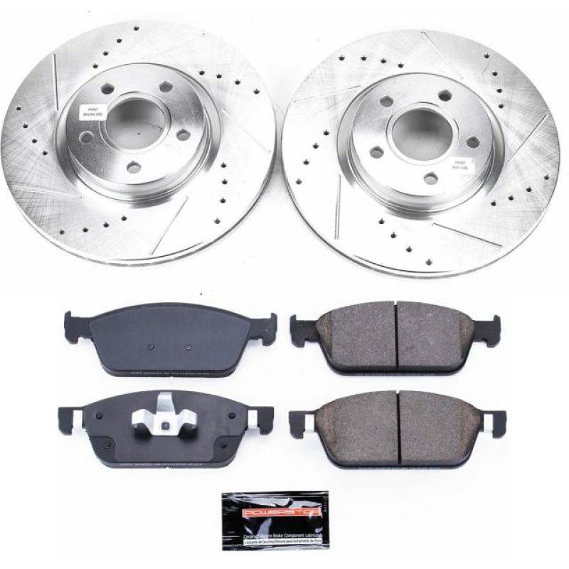 Ford Escape Brake Kit - Front - PowerStop - Drilled & Slotted Rotors + Carbon-Fiber Ceramic Pads - `17-`18