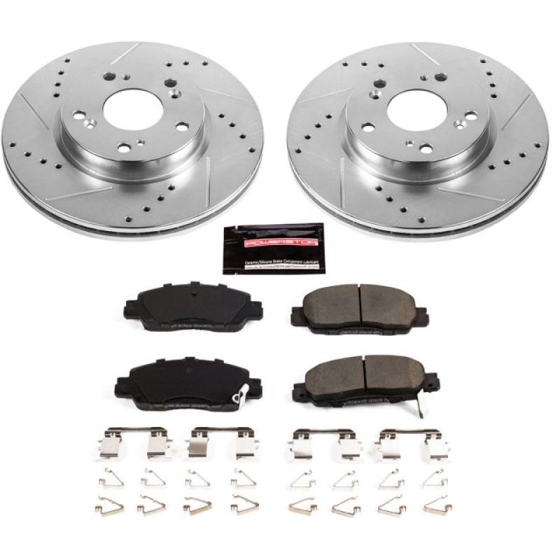 Honda Accord Brake Kit - Front - PowerStop - Drilled & Slotted Rotors + Carbon-Fiber Ceramic Pads - `16-`17 Honda Accord Brake Kit - Front - PowerStop - Drilled & Slotted Rotors + Carbon-Fiber Ceramic Pads - `16-`17