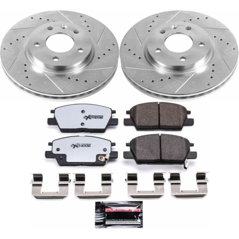 Buick LaCrosse Brake Kit - Front - PowerStop - Drilled & Slotted Rotors + Carbon-Fiber Ceramic Pads - `18-`19