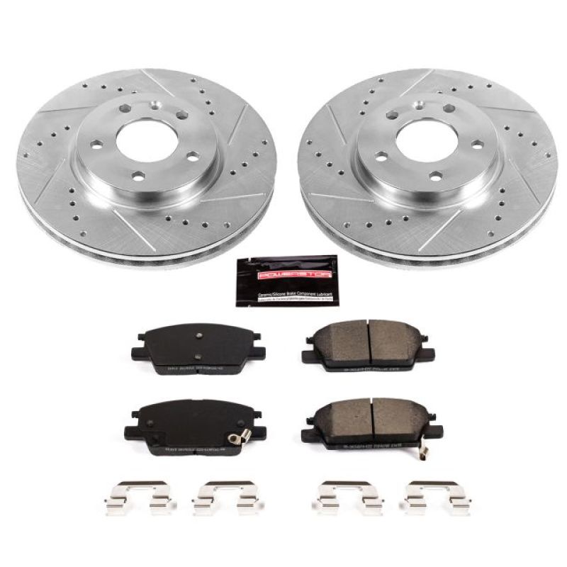 Buick LaCrosse Brake Kit - Front - PowerStop - Drilled & Slotted Rotors + Carbon-Fiber Ceramic Pads - `18-`19