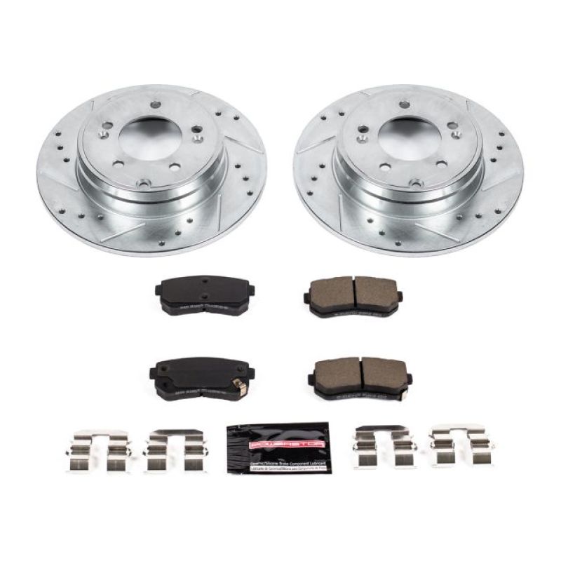 Hyundai Sonata Brake Kit - Rear - PowerStop - Drilled & Slotted Rotors + Carbon-Fiber Ceramic Pads - `16-`19