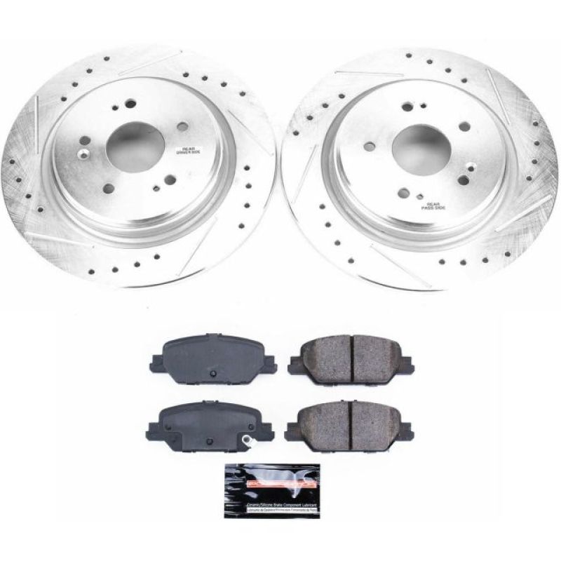 Honda CR-V Brake Kit - Rear - PowerStop - Drilled & Slotted Rotors + Carbon-Fiber Ceramic Pads - `17-`18