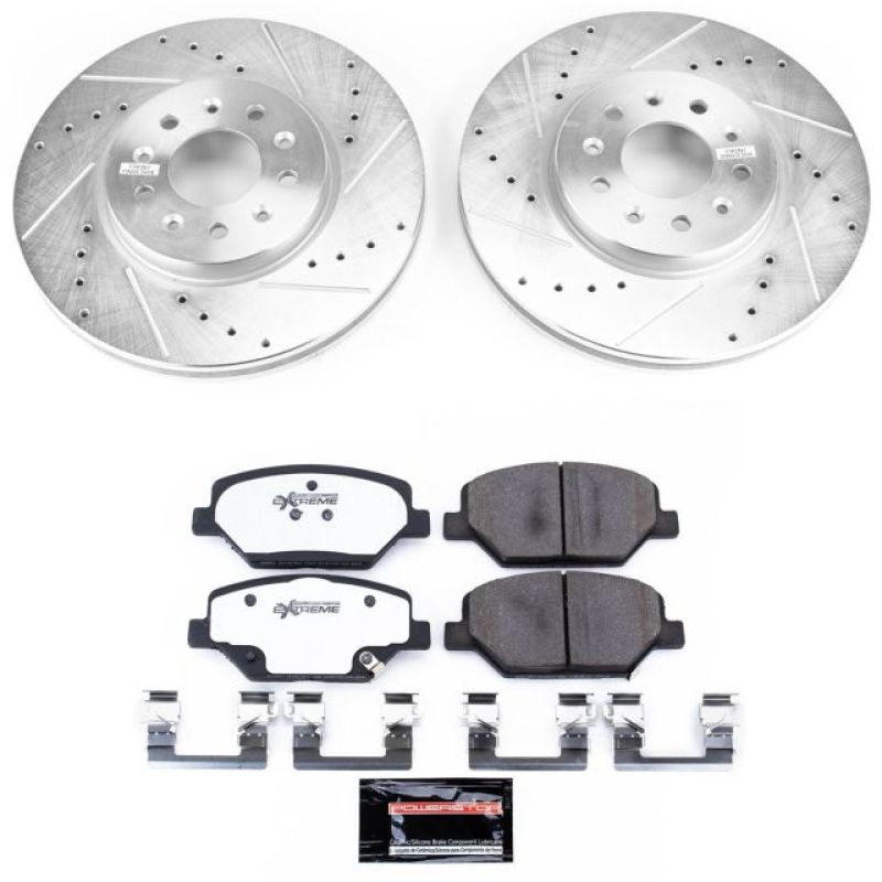 Buick Envision Brake Kit - Front - PowerStop - Drilled & Slotted Rotors + Carbon-Fiber Ceramic Pads - `16-`18