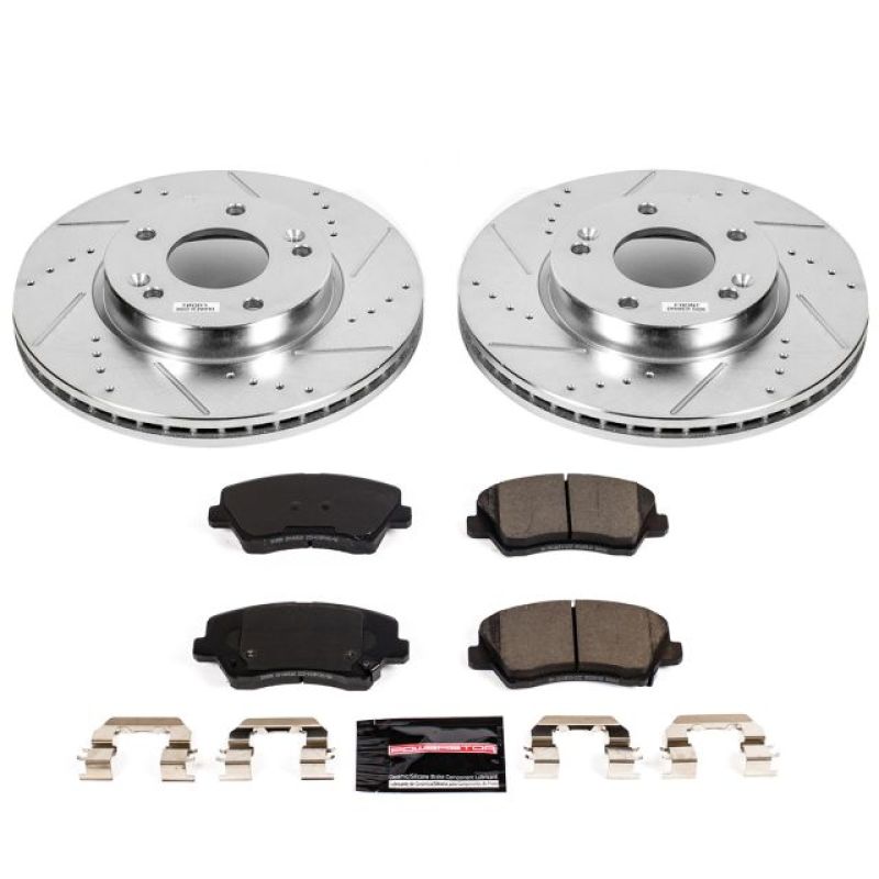 Hyundai Veloster Brake Kit - Front - PowerStop - Drilled & Slotted Rotors + Carbon-Fiber Ceramic Pads - `16-`17 Hyundai Veloster Brake Kit - Front - PowerStop - Drilled & Slotted Rotors + Carbon-Fiber Ceramic Pads - `16-`17
