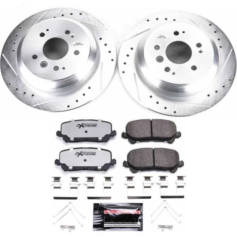 Honda Pilot Brake Kit - Rear - PowerStop - Drilled & Slotted Rotors + Carbon-Fiber Ceramic Pads - `16-`19