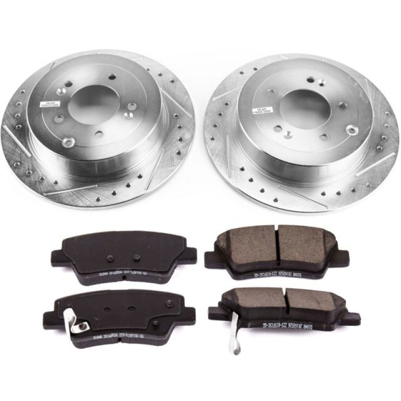 Hyundai Tucson Brake Kit - Rear - PowerStop - Drilled & Slotted Rotors + Carbon-Fiber Ceramic Pads - `16-`18