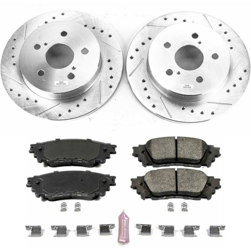 Lexus NX200t Brake Kit - Rear - PowerStop - Z23 Evolution Sport Drilled & Slotted Rotors + Carbon-Fiber Ceramic Pads - `15-`17 Lexus NX200t Brake Kit - Rear - PowerStop - Z23 Evolution Sport Drilled & Slotted Rotors + Carbon-Fiber Ceramic Pads - `15-`17