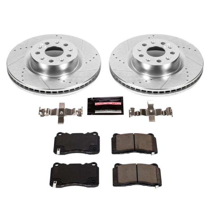 Cadillac CT6 Brake Kit - Front - PowerStop - Drilled & Slotted Rotors + Carbon-Fiber Ceramic Pads - `16-`17