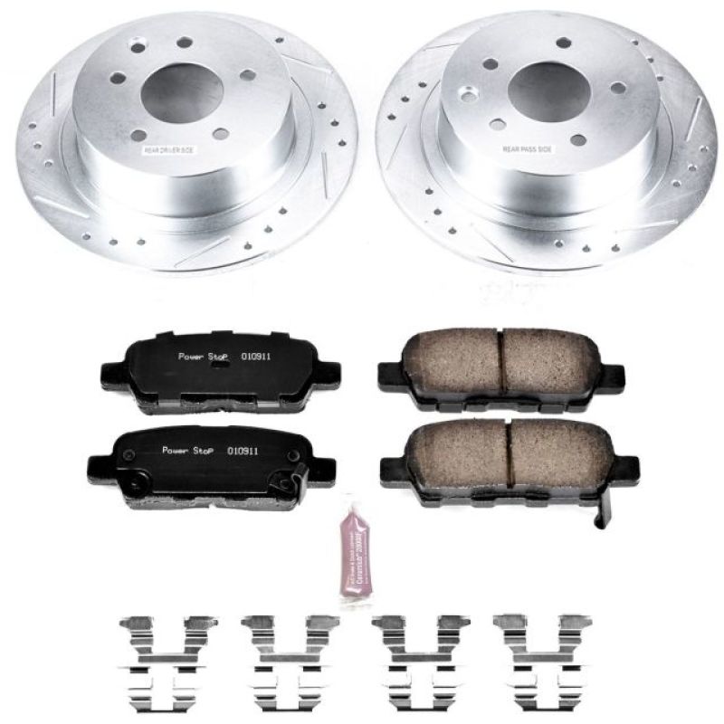Nissan Altima Brake Kit - Rear - PowerStop - Z23 Evolution Sport + Carbon-Fiber Ceramic Pads + Drilled & Slotted Rotors - `07-`10