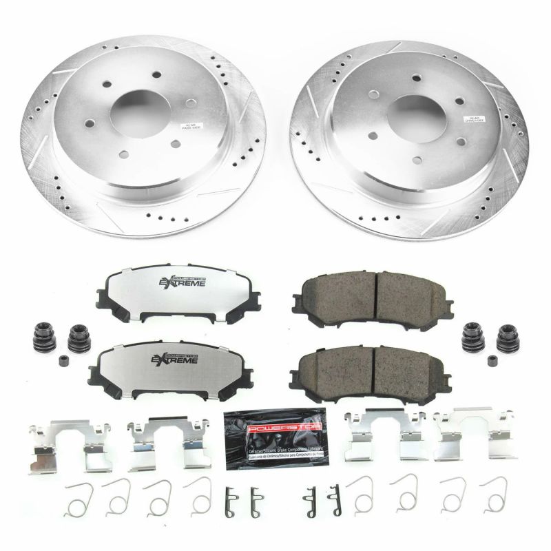 Nissan Titan Brake Kit - Rear - PowerStop - Drilled & Slotted Rotors + Carbon-Fiber Ceramic Pads - `17-`19