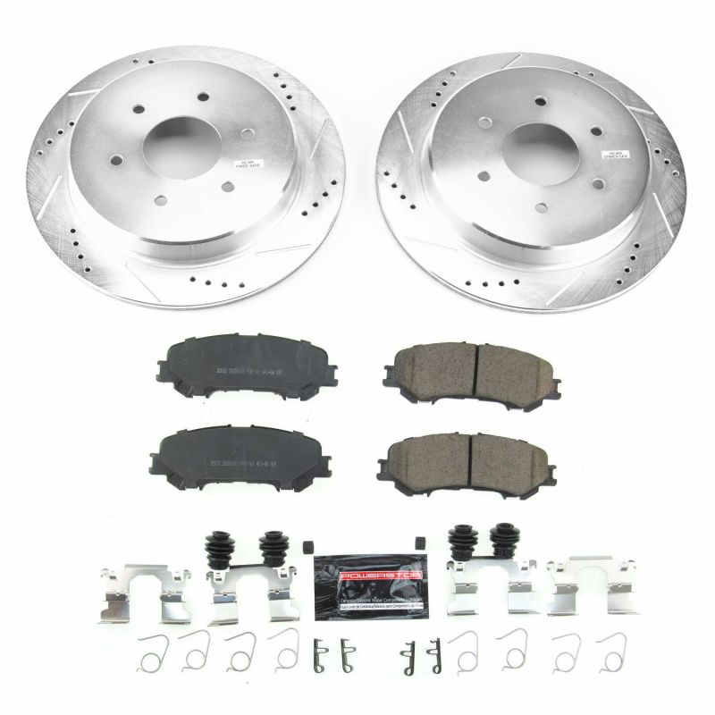 Nissan Titan Brake Kit - Rear - PowerStop - Z23 Evolution Sport Brake Kit + Drilled & Slotted Rotors + Carbon-Fiber Ceramic Pads - `17-`18