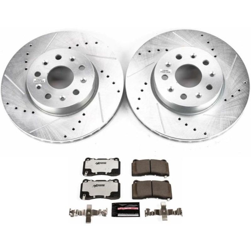 Cadillac CT6 Brake Kit - Front - PowerStop - Drilled & Slotted Rotors + Carbon-Fiber Ceramic Pads - `16-`18