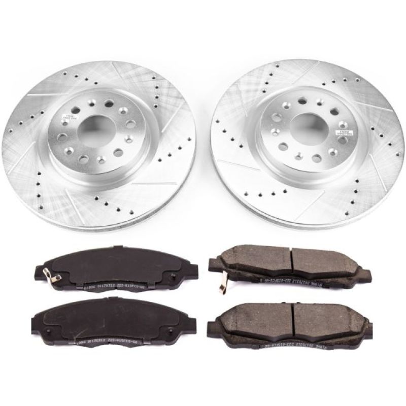 Cadillac XT5 Brake Kit - Front - PowerStop - Z23 Evolution Sport - Drilled & Slotted Rotors + Carbon-Fiber Ceramic Pads - `17-`18