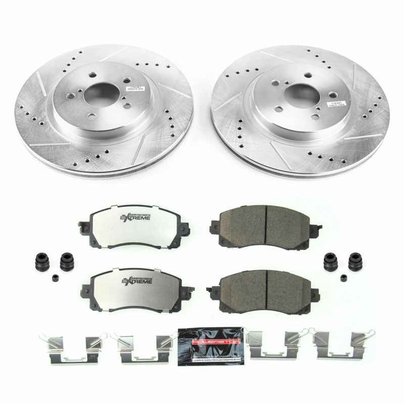 Subaru XV Crosstrek Brake Kit - Front - PowerStop - Drilled & Slotted Rotors + Carbon-Fiber Ceramic Pads + Stainless-Steel Hardware - `18-`21 Subaru XV Crosstrek Brake Kit - Front - PowerStop - Drilled & Slotted Rotors + Carbon-Fiber Ceramic Pads + Stainless-Steel Hardware - `18-`21