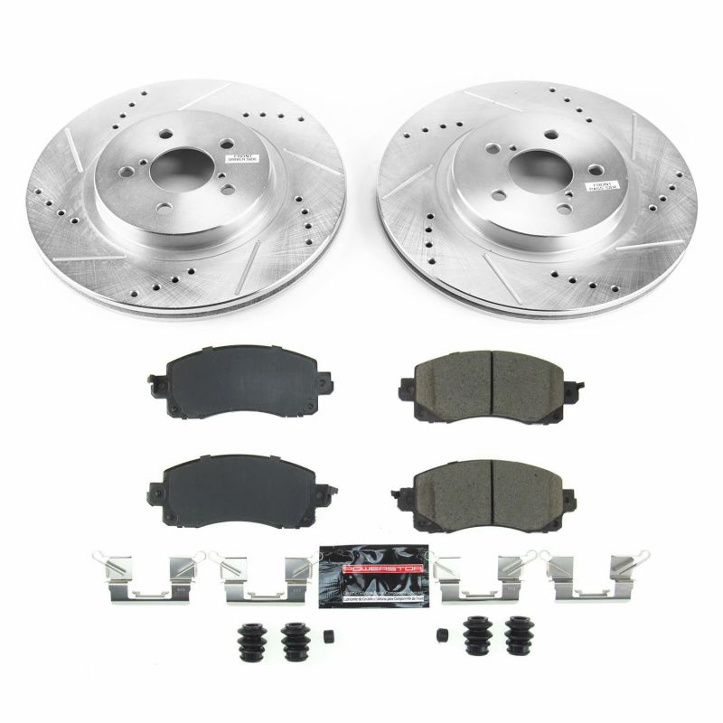 Subaru XV Crosstrek Brake Kit - Front - PowerStop - Drilled & Slotted Rotors + Carbon-Fiber Ceramic Pads - `18-`21 Subaru XV Crosstrek Brake Kit - Front - PowerStop - Drilled & Slotted Rotors + Carbon-Fiber Ceramic Pads - `18-`21