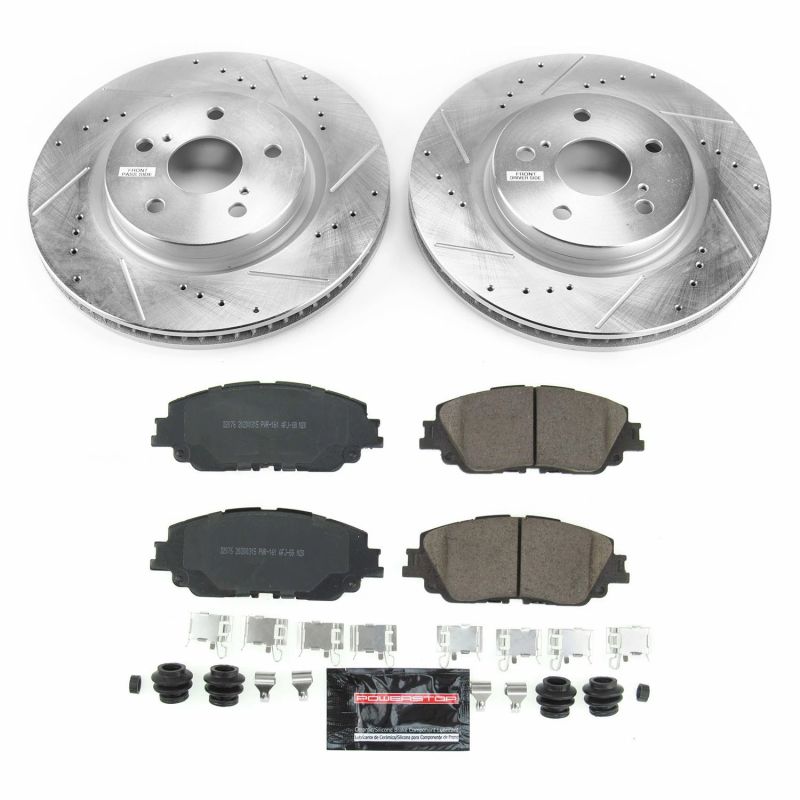 Toyota Avalon Brake Kit - Front - PowerStop - Drilled & Slotted Rotors + Carbon-Fiber Ceramic Pads - 2019 Toyota Avalon Brake Kit - Front - PowerStop - Drilled & Slotted Rotors + Carbon-Fiber Ceramic Pads - 2019