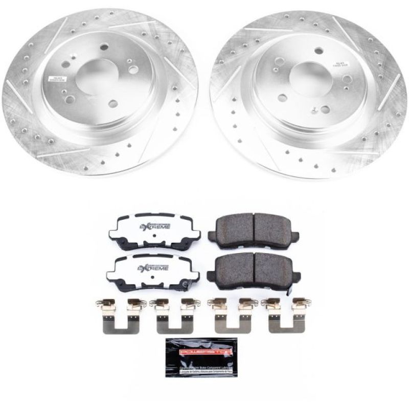 Honda Odyssey Brake Kit - Rear - PowerStop - Drilled & Slotted Rotors + Carbon-Fiber Ceramic Pads - `18-`19