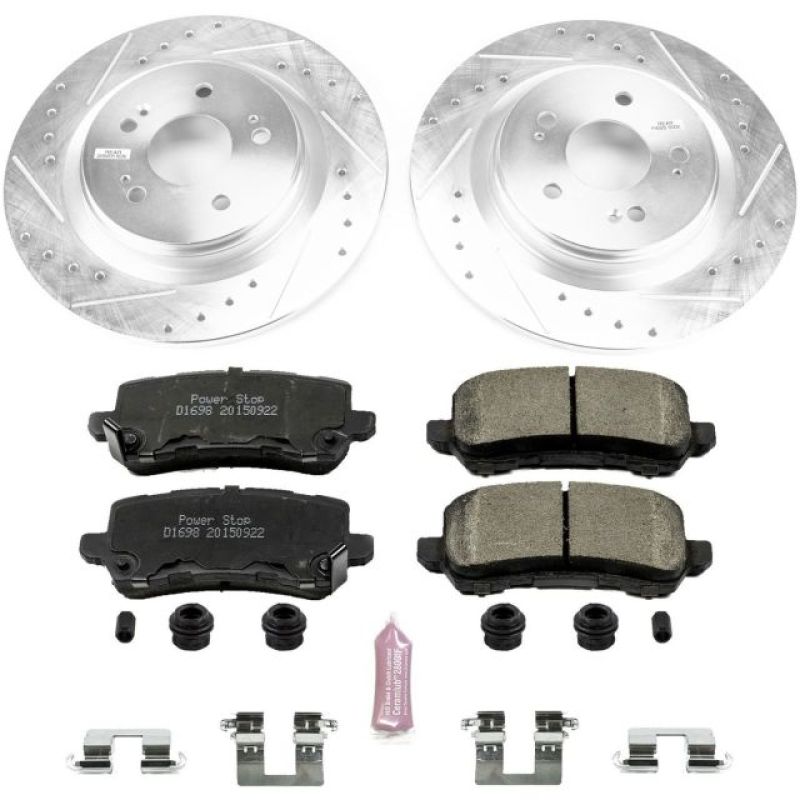 Honda Odyssey Brake Kit - Rear - PowerStop - Drilled & Slotted Rotors + Carbon-Fiber Ceramic Pads - `18-`19