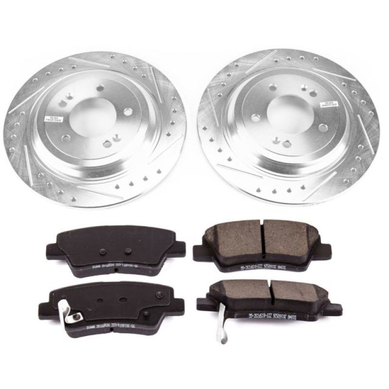 Kia Sportage Brake Kit - Rear - PowerStop - Drilled & Slotted Rotors + Carbon-Fiber Ceramic Pads - `17-`18