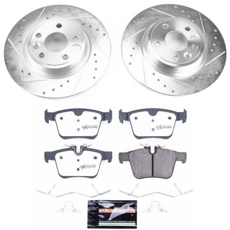 Land Rover Discovery Sport Brake Pads + Rotors - Rear - PowerStop - Z36 Truck & Tow: Drilled & Slotted Rotors + Carbon-Fiber Ceramic Pads - `18-`19 Land Rover Discovery Sport Brake Pads + Rotors - Rear - PowerStop - Z36 Truck & Tow: Drilled & Slotted Rotors + Carbon-Fiber Ceramic Pads - `18-`19