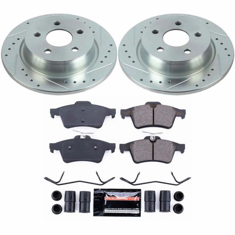 Ford Transit Connect Brake Kit - Rear - PowerStop - Drilled & Slotted Rotors + Carbon-Fiber Ceramic Pads - `18-`19