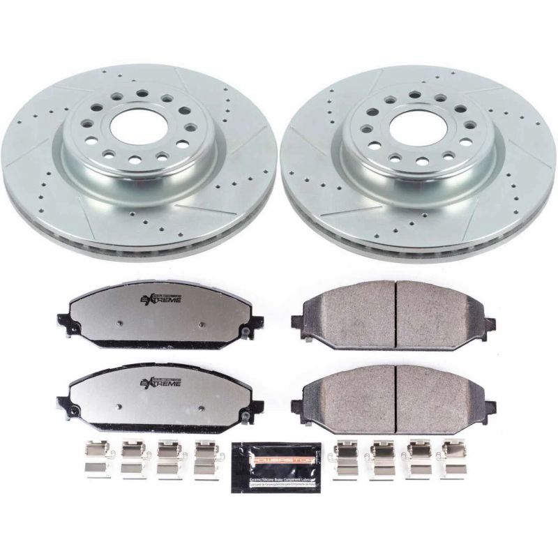 Ram 1500 Brake Kit - Front - PowerStop - Z36 Truck & Tow with Drilled & Slotted Rotors + Carbon-Fiber Ceramic Pads - 2019 Ram 1500 Brake Kit - Front - PowerStop - Z36 Truck & Tow with Drilled & Slotted Rotors + Carbon-Fiber Ceramic Pads - 2019