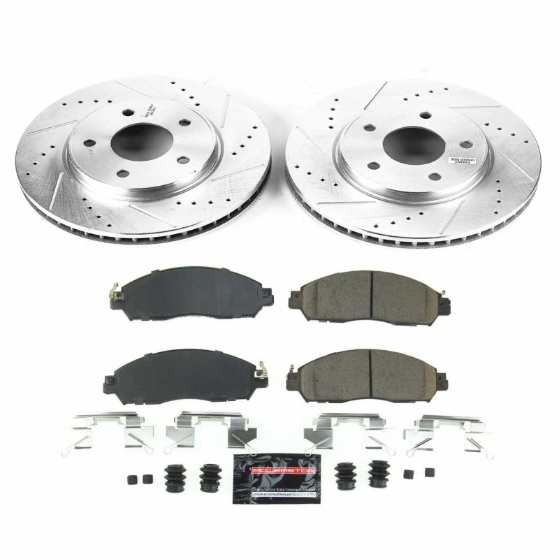Nissan Leaf Brake Kit - Front - PowerStop - Drilled & Slotted Rotors + Carbon-Fiber Ceramic Pads - `18-`19 Nissan Leaf Brake Kit - Front - PowerStop - Drilled & Slotted Rotors + Carbon-Fiber Ceramic Pads - `18-`19