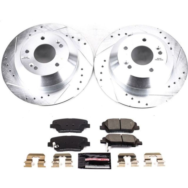 Hyundai Santa Fe XL Brake Kit - Rear - PowerStop - Drilled & Slotted Rotors + Carbon-Fiber Ceramic Pads - 2019