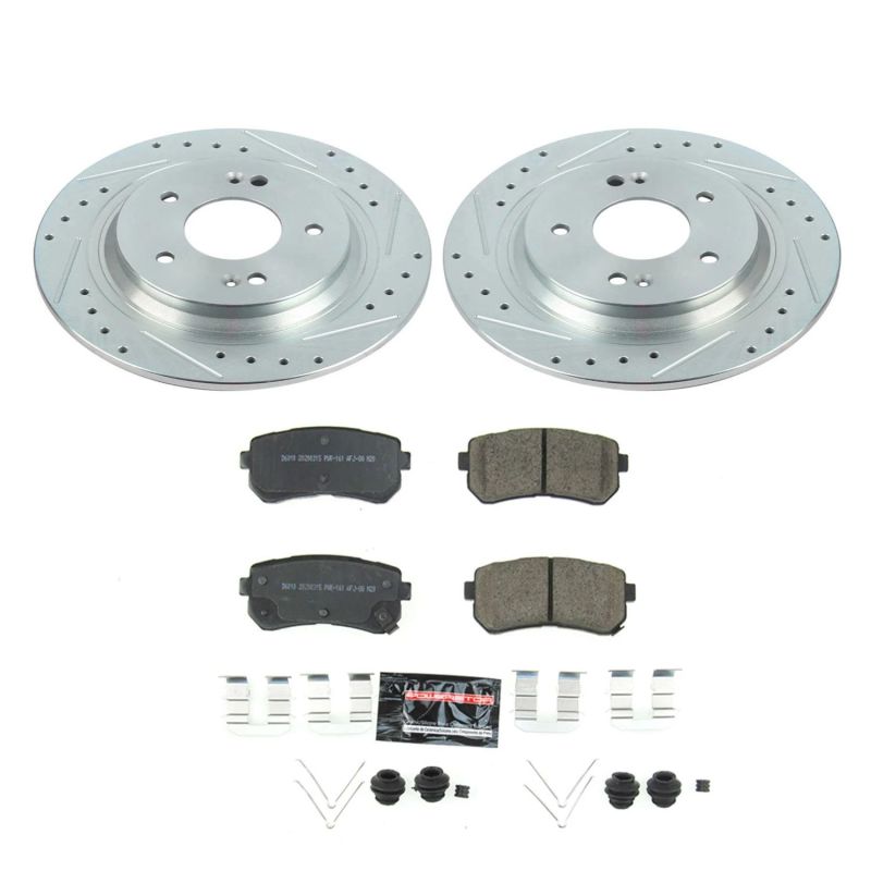 Hyundai Kona Brake Kit - Rear - PowerStop - Drilled & Slotted Rotors + Carbon-Fiber Ceramic Pads - `18-`19