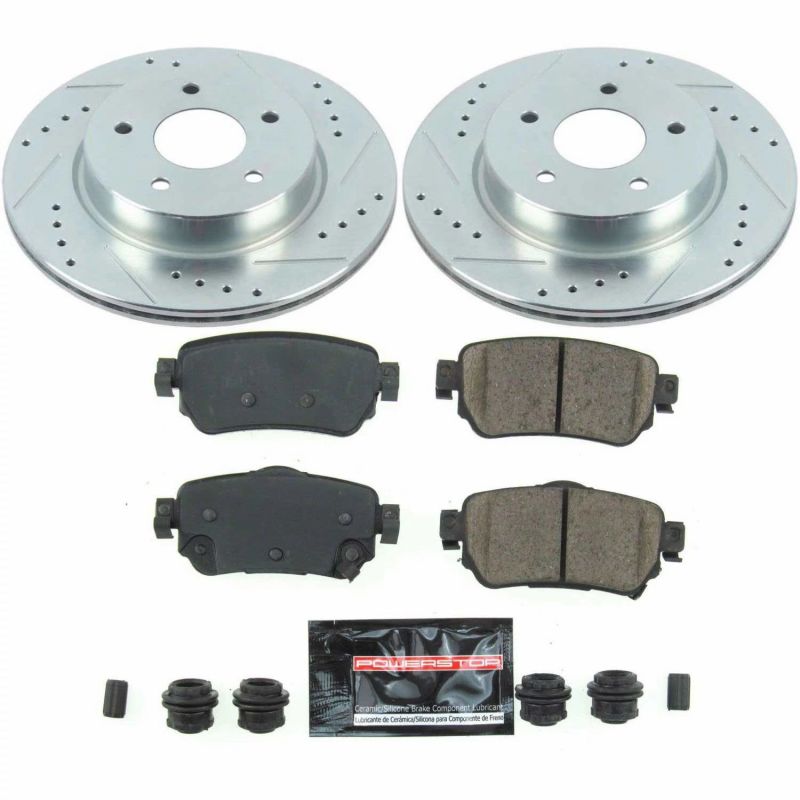 Nissan Leaf Brake Kit - Rear - PowerStop - Drilled & Slotted Rotors + Carbon-Fiber Ceramic Pads - `18-`19 Nissan Leaf Brake Kit - Rear - PowerStop - Drilled & Slotted Rotors + Carbon-Fiber Ceramic Pads - `18-`19